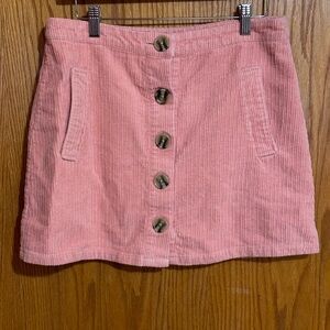 Forever 21 corduroy button up skirt‎ sz large pink 90s retro